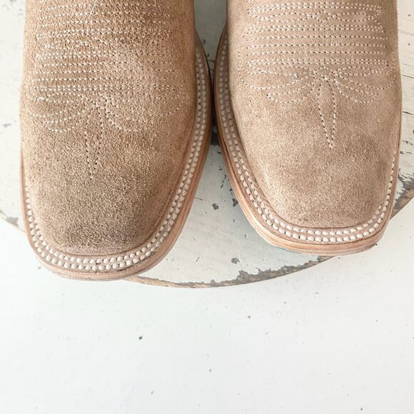 Lane SARATOGA Womens Cowboy Boots 7.5 Latte Suede Western Cowgirl Mid Calf Tall - Picture 6 of 11